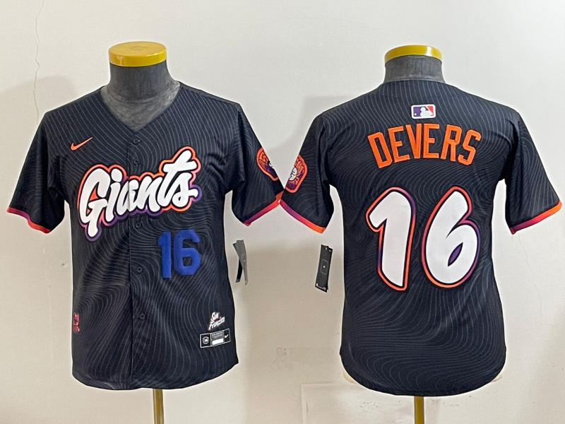 Men 2025 San Francisco Giants #16 Devers Black Joint Name Nike MLB Jersey style 05